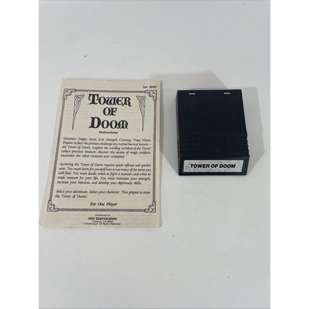 Tower of Doom (Intellivision, 1987) Game Cartridge and Manual Only